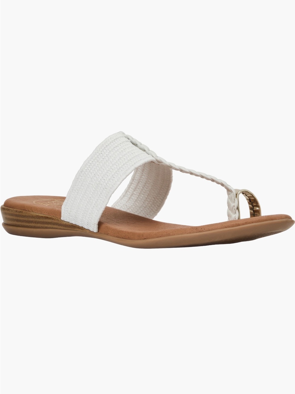 NEW Andre Assous Neo Toe Loop Sandal in White Raffia